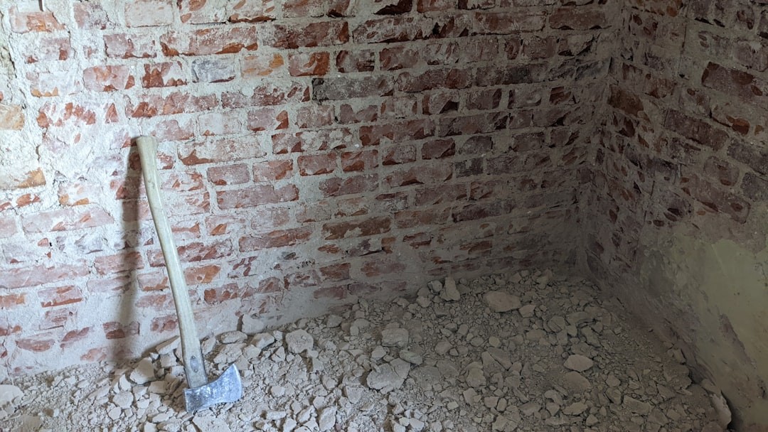 a brick wall with a ladder